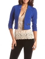 Cropped blue blazer at Charlotte Russe