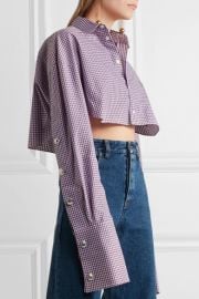 Cropped checked cotton-poplin shirt at Net A Porter