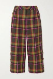 Cropped checked wool-drill wide-leg pants at Net a Porter