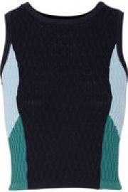 Cropped color-block textured-knit top at The Outnet