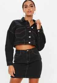 Cropped denim jacket at Missguided