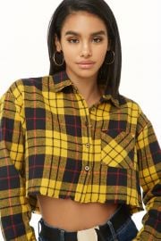 Cropped flannel shirt at Forever 21