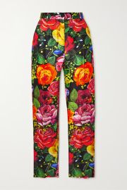 Cropped floral-print mikado-silk pants at Net a Porter