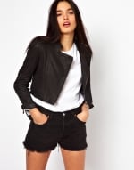 Cropped leather jacket at ASOS at Asos