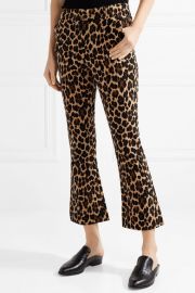 Cropped leopard-print cotton-blend velvet flared pants at Net A Porter