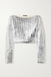 Cropped metallic coated wool and Lyocell-blend sweater at Net a Porter