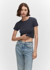 Cropped modal t-shirt - Women MANGO OUTLET USA at Mango Outlet