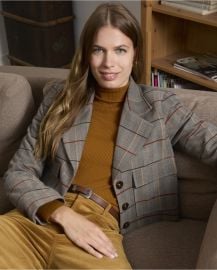 Cropped plaid blazer at Love by K