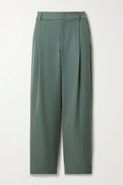 Cropped pleated crepe wide leg pants at Net A Porter