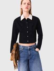 Cropped poplin shirt Blue For Women at Maje