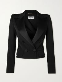 Cropped satin-trimmed grain de poudre wool jacket at Net a Porter