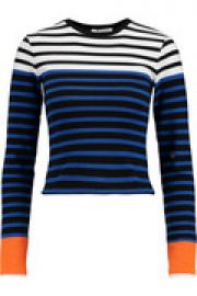 Cropped striped stretch-cotton top at The Outnet