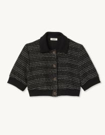 Cropped tweed short-sleeved jacket - Jackets Blazers Paris at Sandro