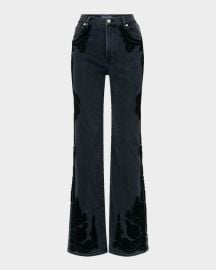 Crosbie Embroidered Slim Wide-Leg Jeans at Neiman Marcus