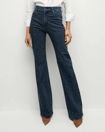 Crosbie Rhinestone Wide-Leg Jean in Indigo Rinse at Veronica Beard