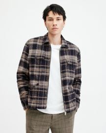 Crosby Checked Zip Jacket Marine Blue ALLSAINTS US at All Saints