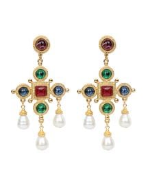 Cross & Pearly Dangle Earrings at Neiman Marcus