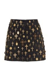 Cross-Embellished Denim Mini Skirt by Dolce  Gabbana at Moda Operandi