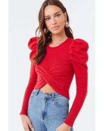 Cross-Front Puff Sleeve Pullover by Forever 21 at Forever 21