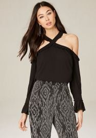 Crossneck Cold Shoulder Top by Bebe at Bebe