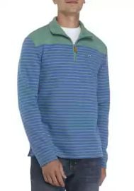 Crown and Ivy Striped Color Block Zip Pullover at Belk