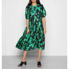 Crs Lili Lily Green Rose Tiered Midi Oversized Dress Womenaposs Size 34 XS eBay at eBay