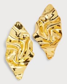 Crumpled Gold Large Post Earrings by Alexis Bittar at Neiman Marcus