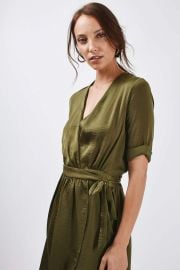 Crushed Satin Wrap Dress by Topshop at Topshop