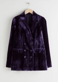 Crushed Velvet Double Breasted Blazer at & Other Stories