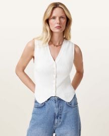 Cruz Ribbed Knitted Waistcoat Chalk White | ALLSAINTS US at All Saints
