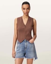 Cruz Ribbed Knitted Waistcoat PENNY BROWN | ALLSAINTS US at All Saints