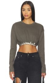 Crystal Cluster Long Sleeve Cropped T-shirt at Revolve