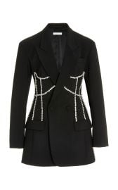 Crystal-Corseted Crepe Mini Blazer Dress By Area at Moda Operandi