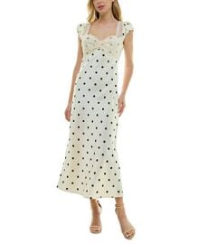 Crystal Doll Juniors Polka Dot Lace-Trim Satin Maxi Dress - Macys at Macys