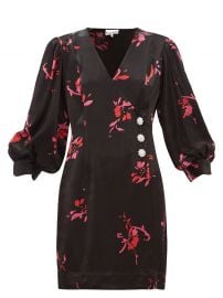 Crystal-Embellished Floral-Print Satin Wrap Mini Dress by Ganni at Matches