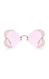 Crystal-Embellished Heart-Shaped Metal Sunglasses By Gucci at Moda Operandi