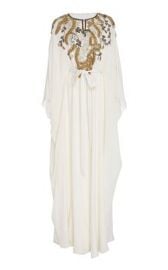 Crystal-Embellished Tie-Detailed Silk Caftan by Marchesa at Nordstrom