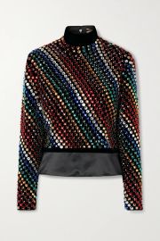 Crystal-Embellished Velvet Turtleneck Top by Saint Laurent at Net A Porter