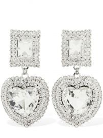 Crystal Heart Clip On Earrings by Alessandra Rich at Luisaviaroma