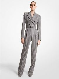 Crystal Pinstripe Flannel Jumpsuit Michael Kors at Michael Kors