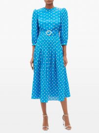 Crystal-belt pleated polka-dot silk midi dress at Matches