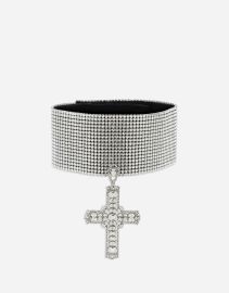 Crystal mesh choker with cross in Crystal for Women DolceampGabbana at Dolce and Gabbana