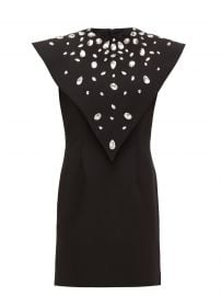 Crystal-overlay crepe mini dress at Matches