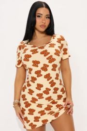 Cuddle Me Teddy Bear PJ Sleep Shirt - Browncombo Fashion Nova at Fashion Nova