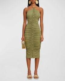 Cult Gaia Calian Open-Back Embellished Halter Midi Dress at Neiman Marcus