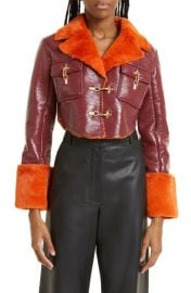 Cult Gaia Jay Faux Fur Lined Faux Leather Jacket at Nordstrom