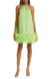 Cult Gaia Reeves Ostritch Feather Halter Minidress at Nordstrom