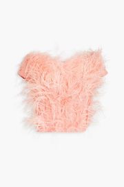 Cult Gaia Sosha cropped feather embellished crepe top at The Outnet