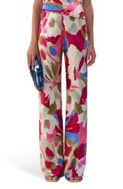 Cult Gaia Stacie Print Stretch Silk Straight Leg Pants at Nordstrom