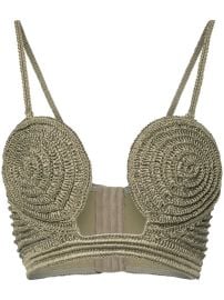 Cult Gaia Viviana Crochet Bustier Green at Farfetch